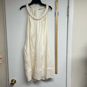 Calypso St. Barth Christiane Celle Raw Silk Braided Neck Dress in Cream M